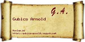 Gubics Arnold névjegykártya